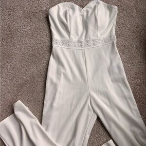 TRIXXI White Strapless Wide-Leg Jumpsuit Sweetheart Neck S